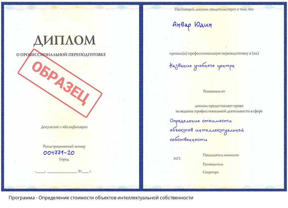 Определение стоимости объектов интеллектуальной собственности Ревда