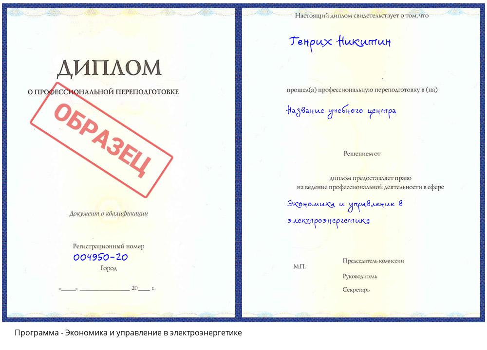 Экономика и управление в электроэнергетике Ревда