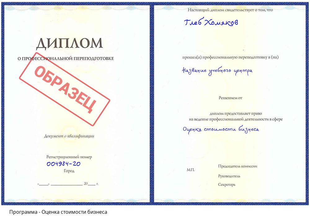 Оценка стоимости бизнеса Ревда
