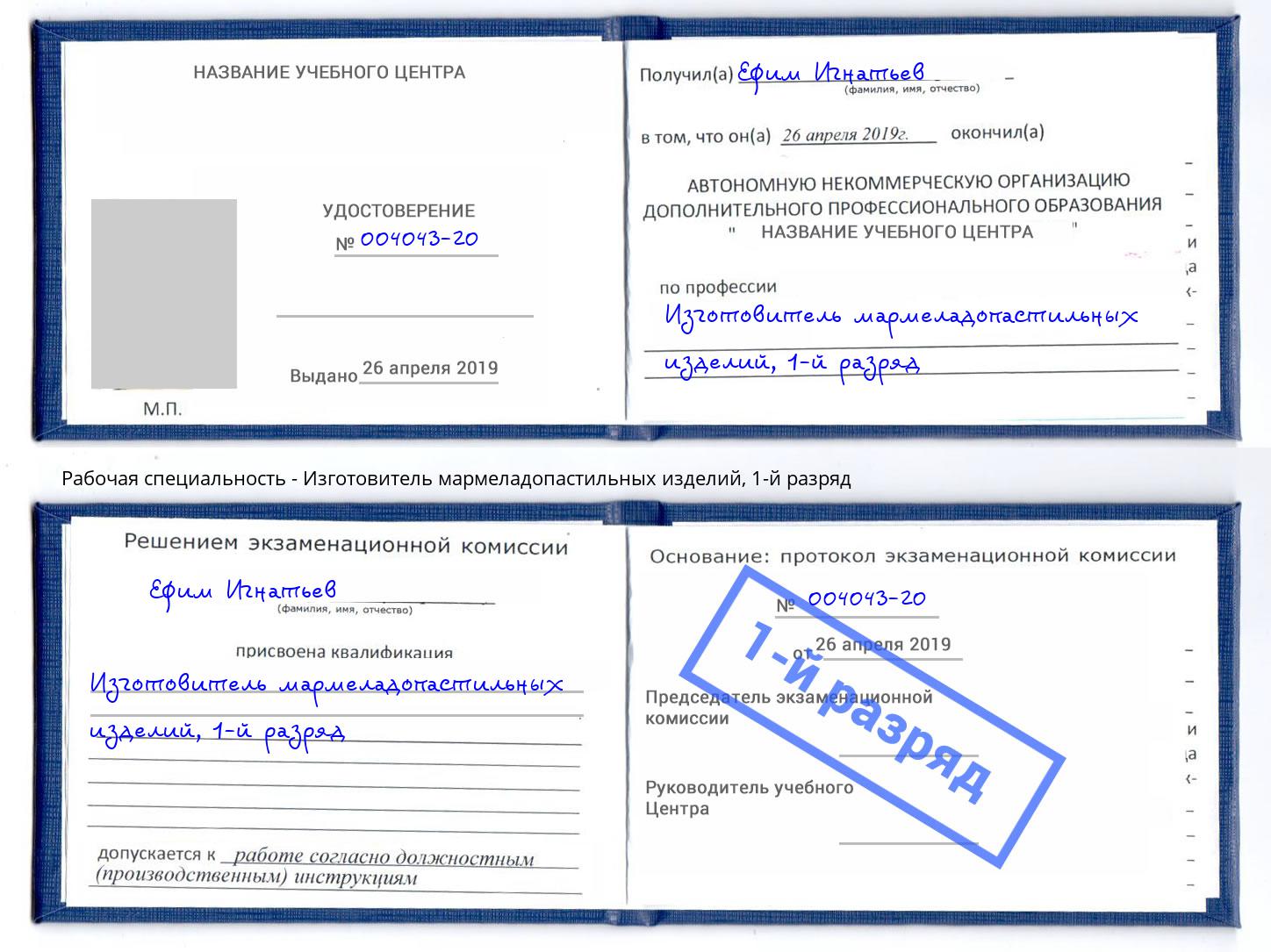 корочка 1-й разряд Изготовитель мармеладопастильных изделий Ревда